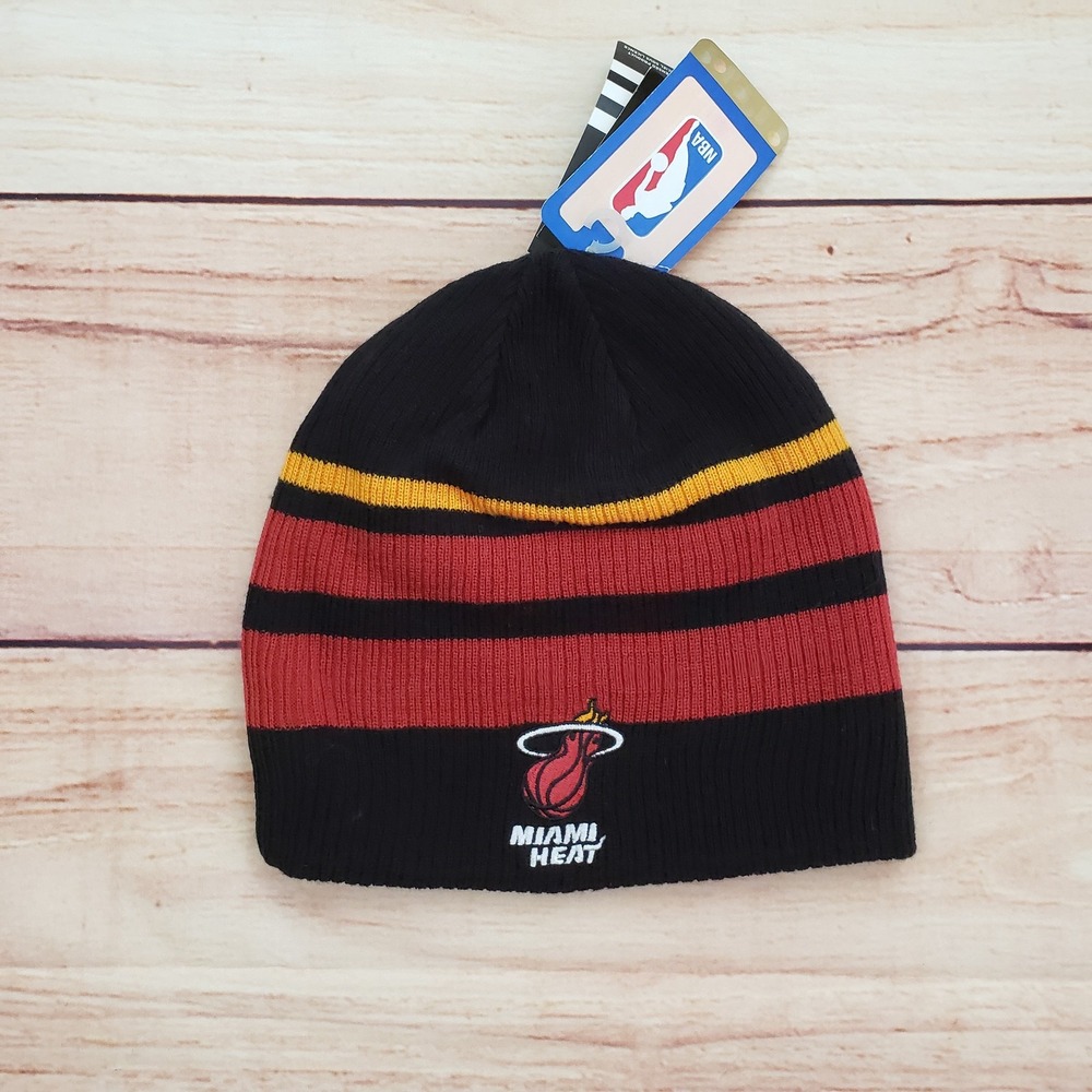 Miami Heat‎ Hat Cap Reversible Beanie One Size Black NBA Basketball Adidas Mens